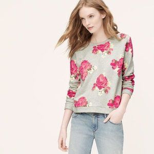 LOFT Gray Floral Sweatshirt